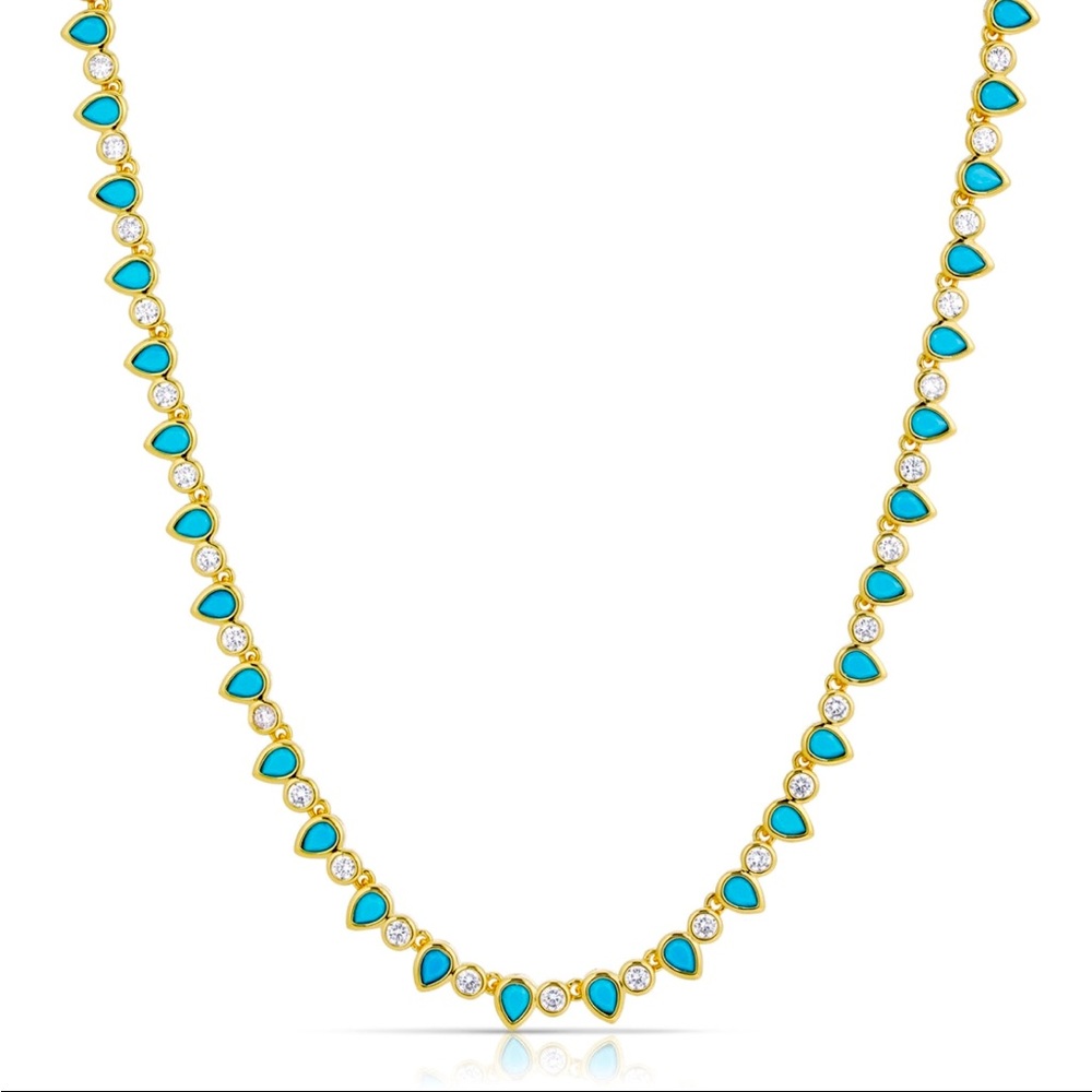 Elizabeth Stone Turquoise tennis necklace